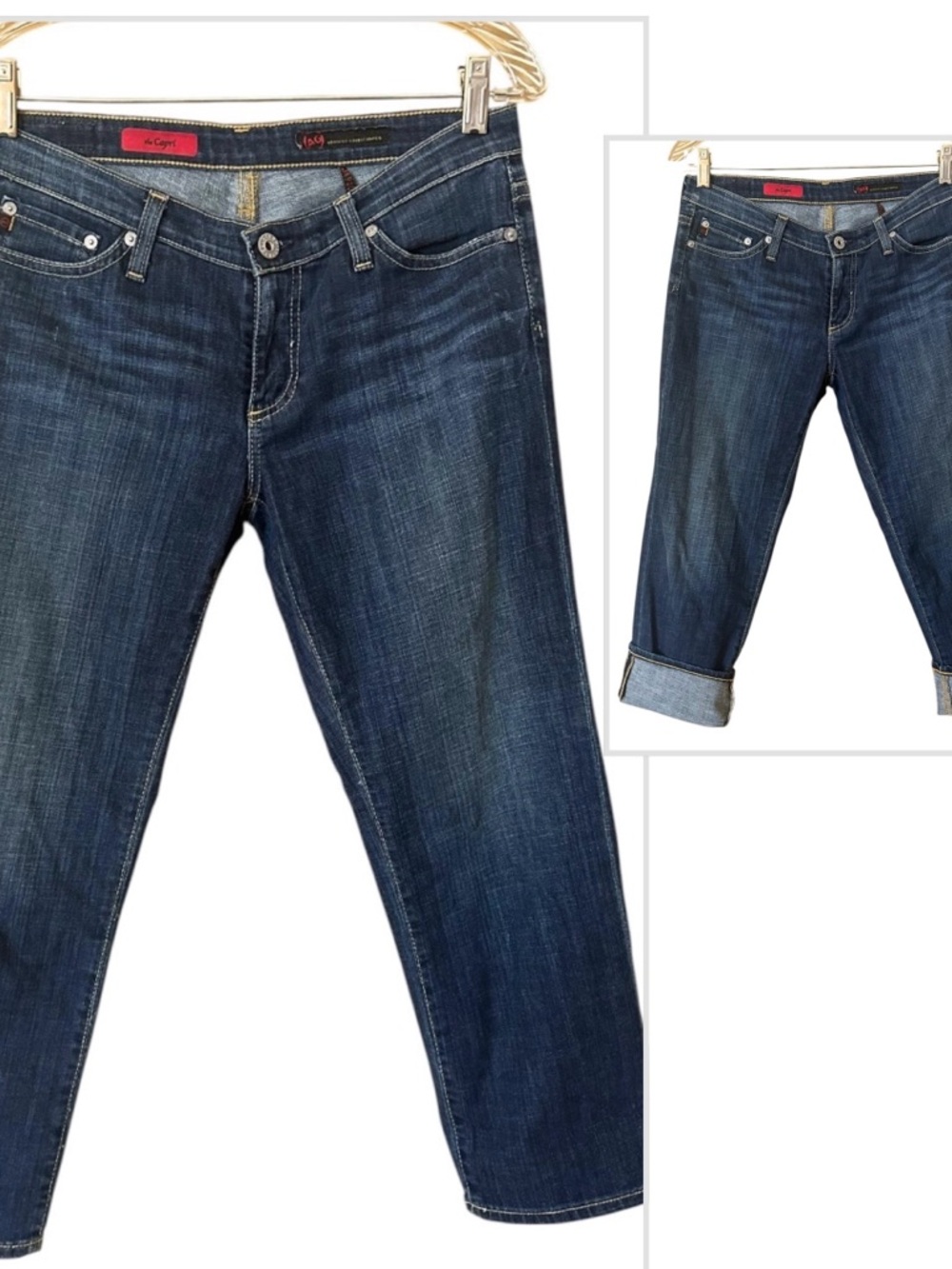 Ag Adriano Goldschmied “The Capri” Dark Blue Cropped Ankle Jeans